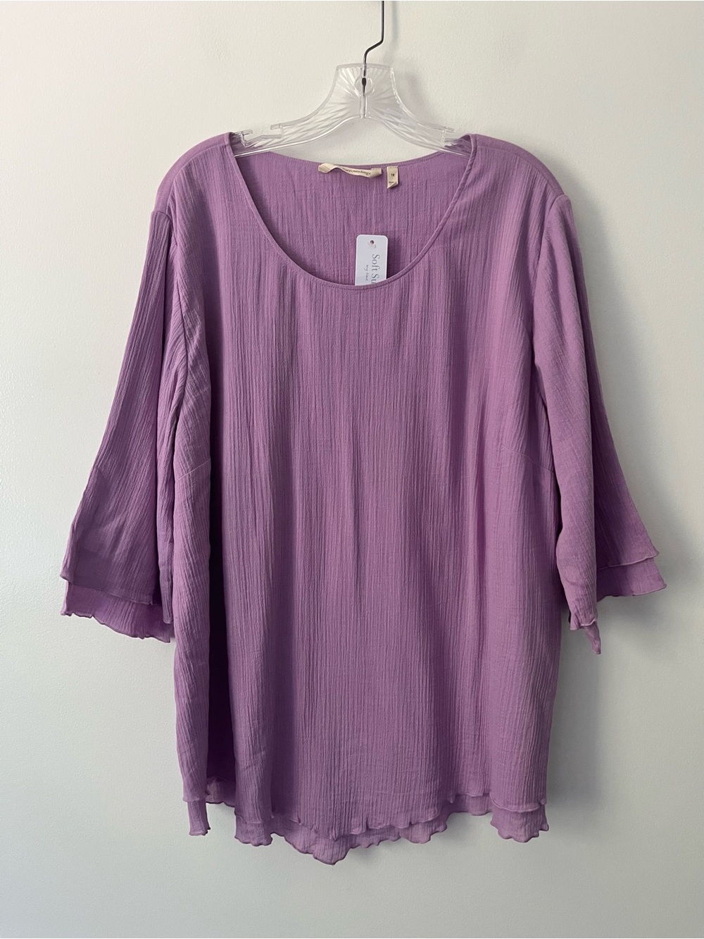 NEW Soft Surroundings Siesta Key Tunic Top Cotton Gauze 3/4 Sleeves 1X